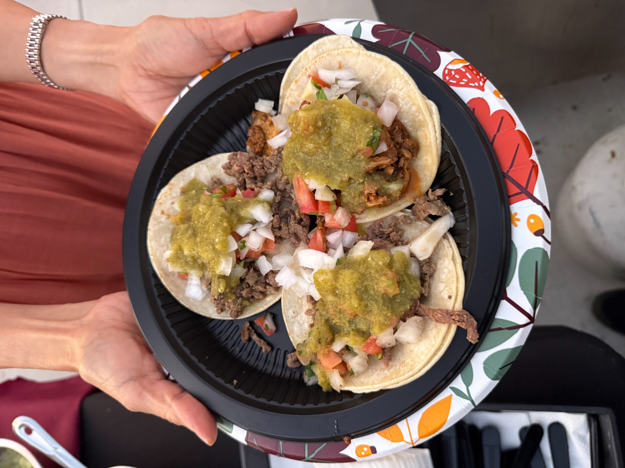 Taco plate with salsa verde