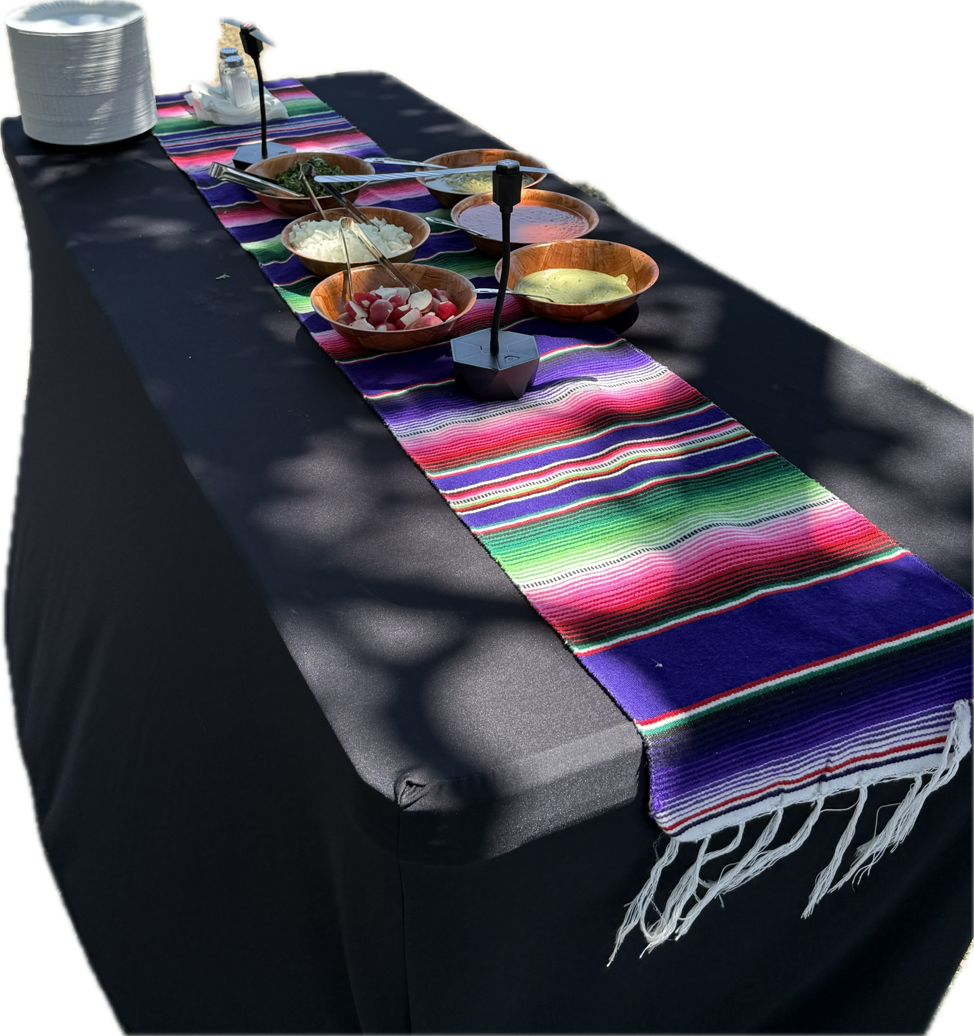Salsa and toppings table setup